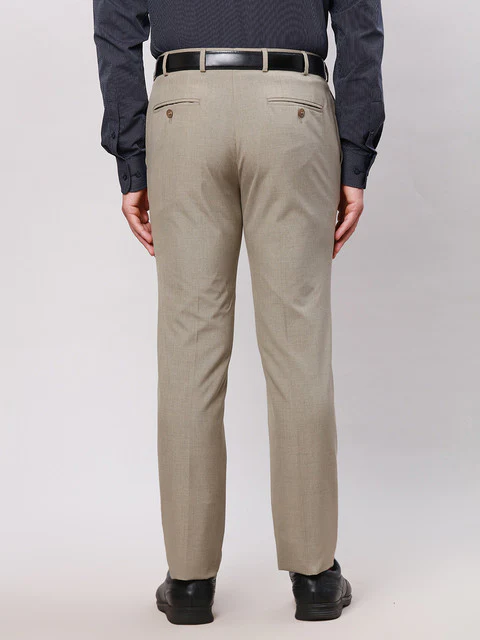 Raymond Men Khaki Solid Slim Fit Polyester Blend Trouser - Image 5