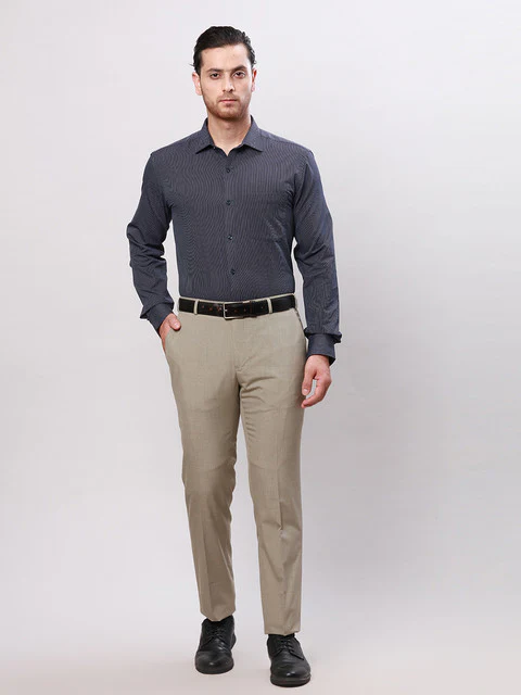 Raymond Men Khaki Solid Slim Fit Polyester Blend Trouser - Image 6