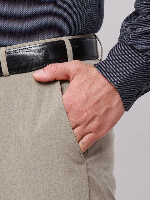 Raymond Men Khaki Solid Slim Fit Polyester Blend Trouser - Image 7