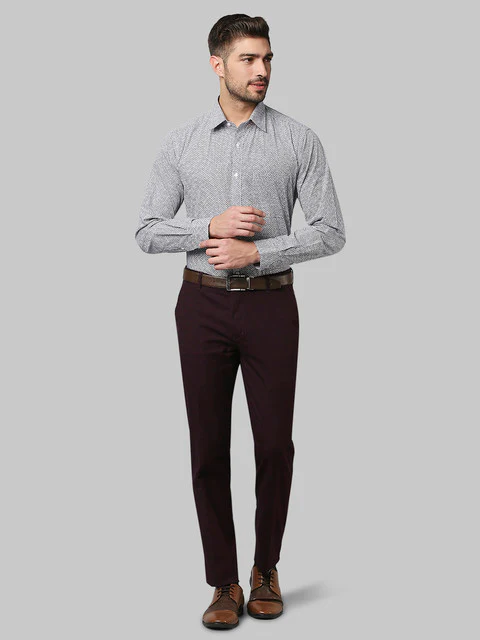 Raymond Men Maroon Checks Slim Fit Cotton Blend Trouser - Image 5