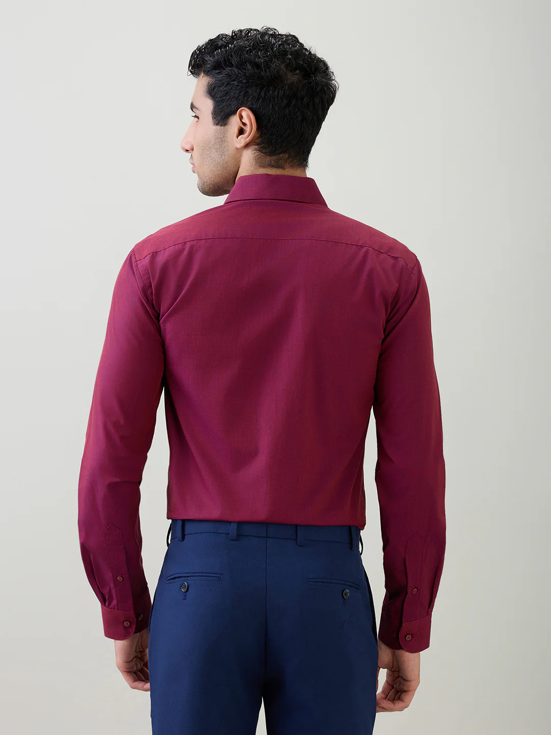 Raymond Men Maroon Fil-A-Fil Slim Fit Cotton Full Sleeve Formal Shirt - Image 4