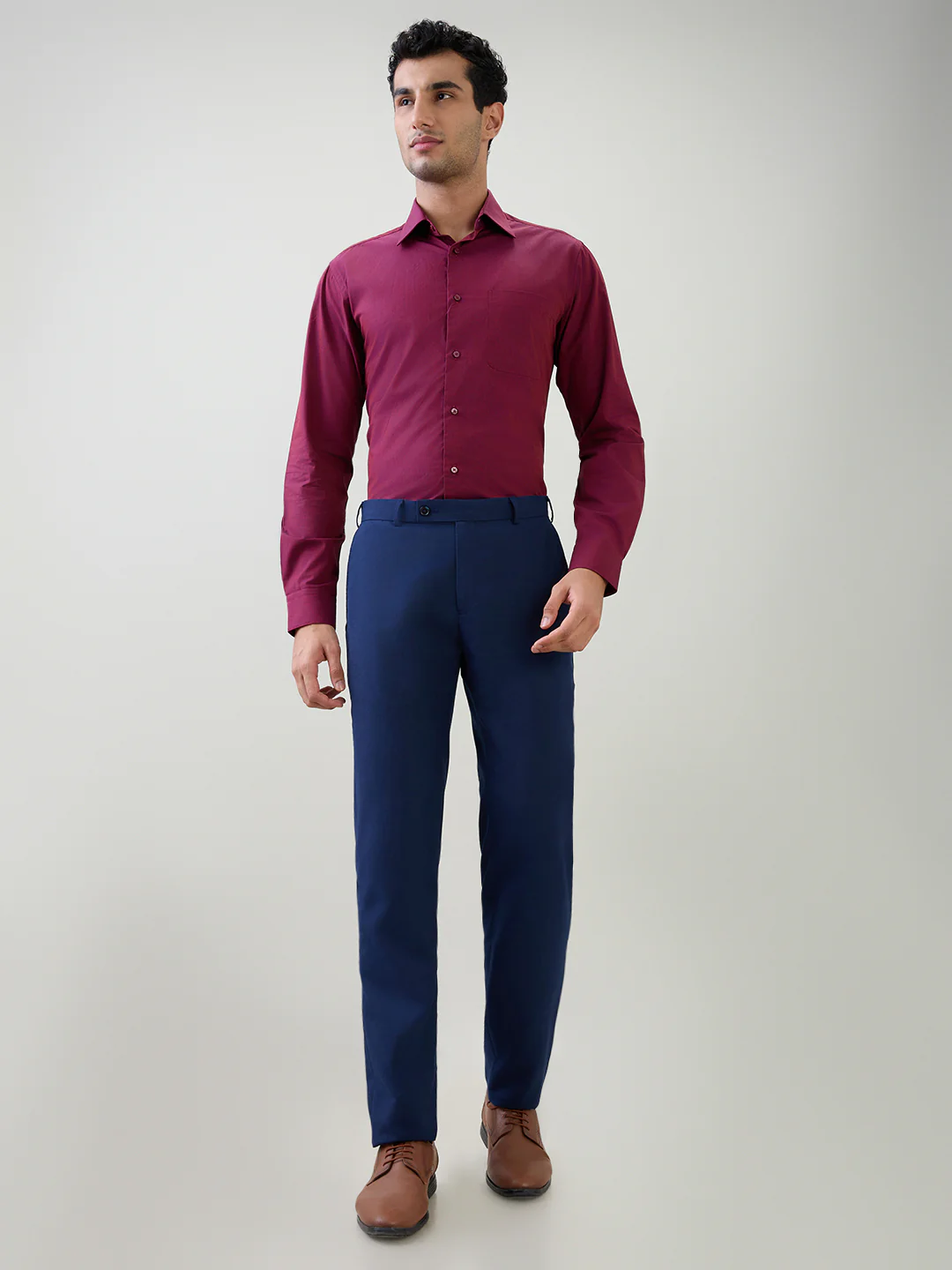 Raymond Men Maroon Fil-A-Fil Slim Fit Cotton Full Sleeve Formal Shirt - Image 5