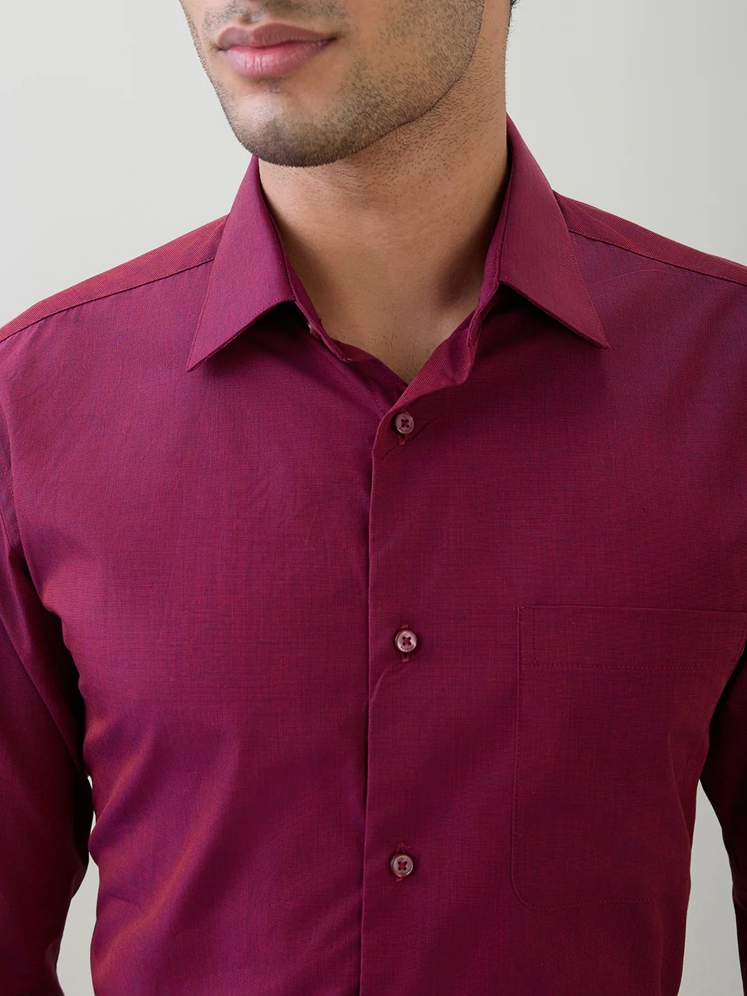 Raymond Men Maroon Fil-A-Fil Slim Fit Cotton Full Sleeve Formal Shirt - Image 6