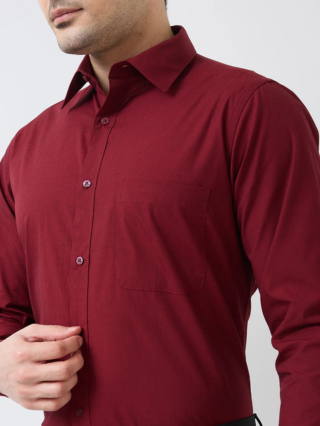 Raymond Men Maroon Fil-A-Fil Slim Fit Cotton Shirt - Image 6