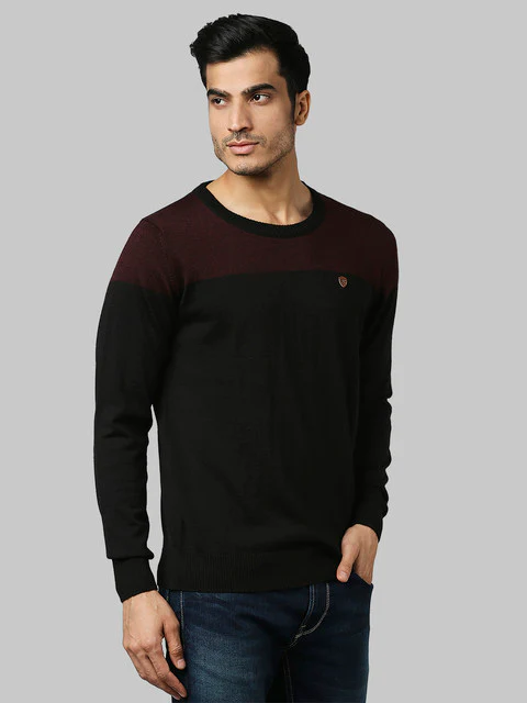 Raymond Men Maroon Jacquard Regular Fit Acrlic Blend Sweater - Image 2