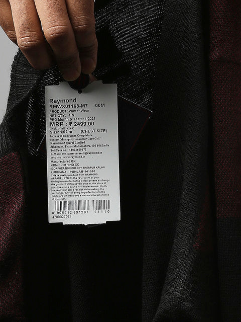 Raymond Men Maroon Jacquard Regular Fit Acrlic Blend Sweater - Image 8