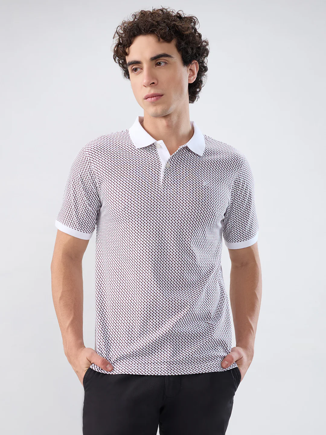 Raymond Men Maroon Print Modern Fit Cotton T-shirt