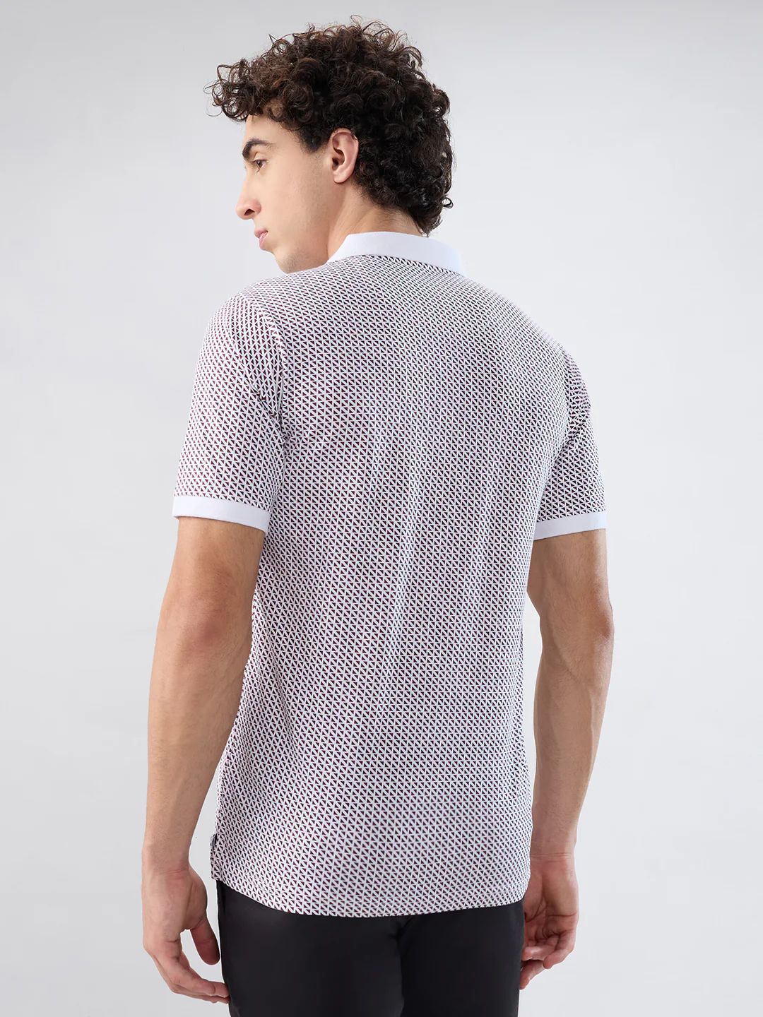 Raymond Men Maroon Print Modern Fit Cotton T-shirt - Image 4
