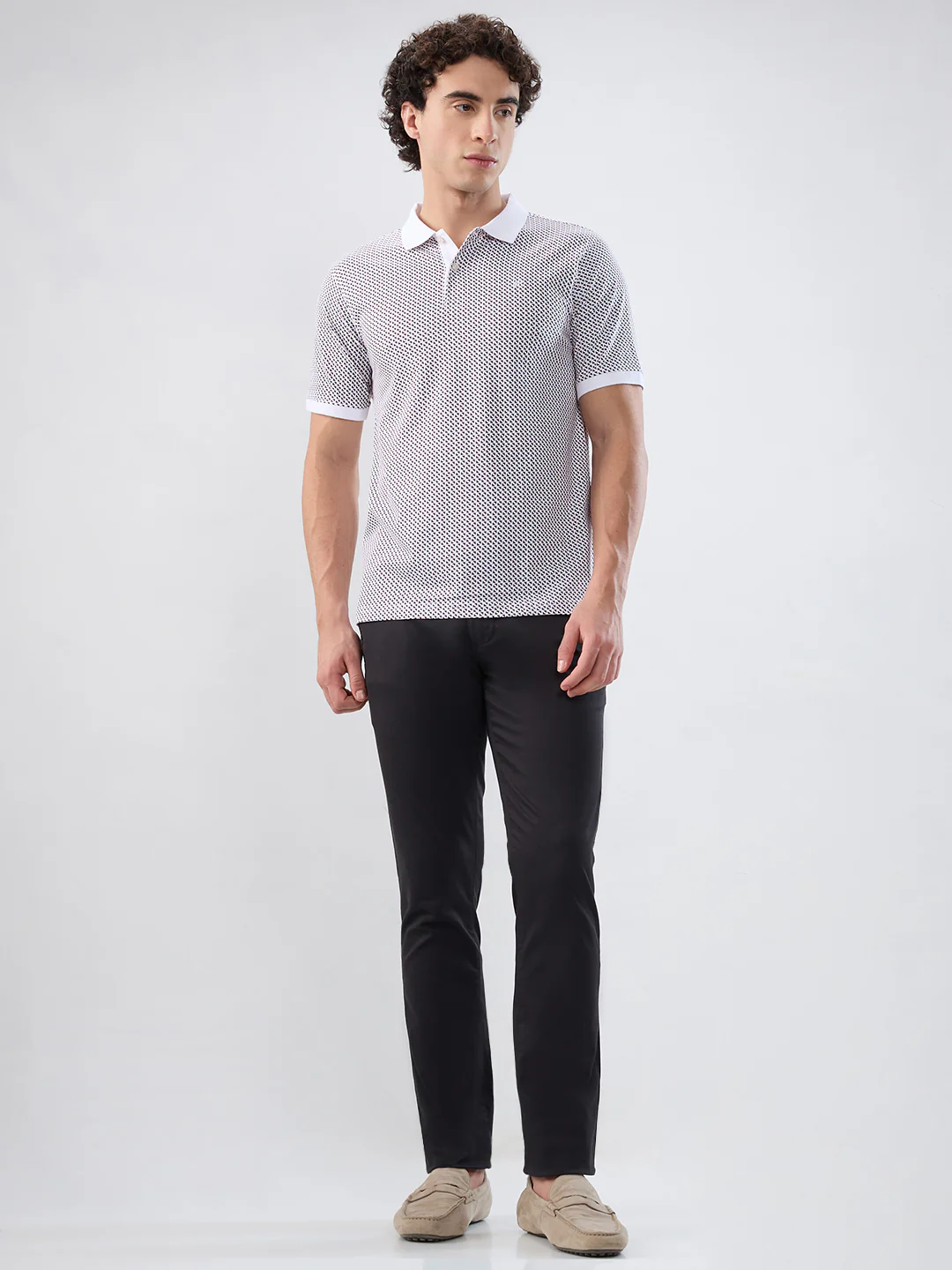 Raymond Men Maroon Print Modern Fit Cotton T-shirt - Image 5