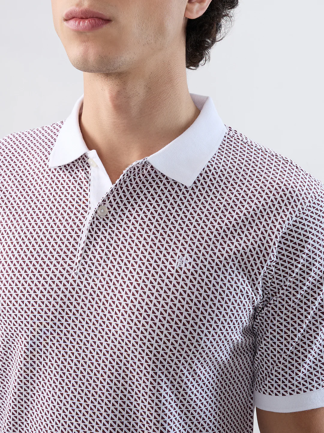 Raymond Men Maroon Print Modern Fit Cotton T-shirt - Image 6