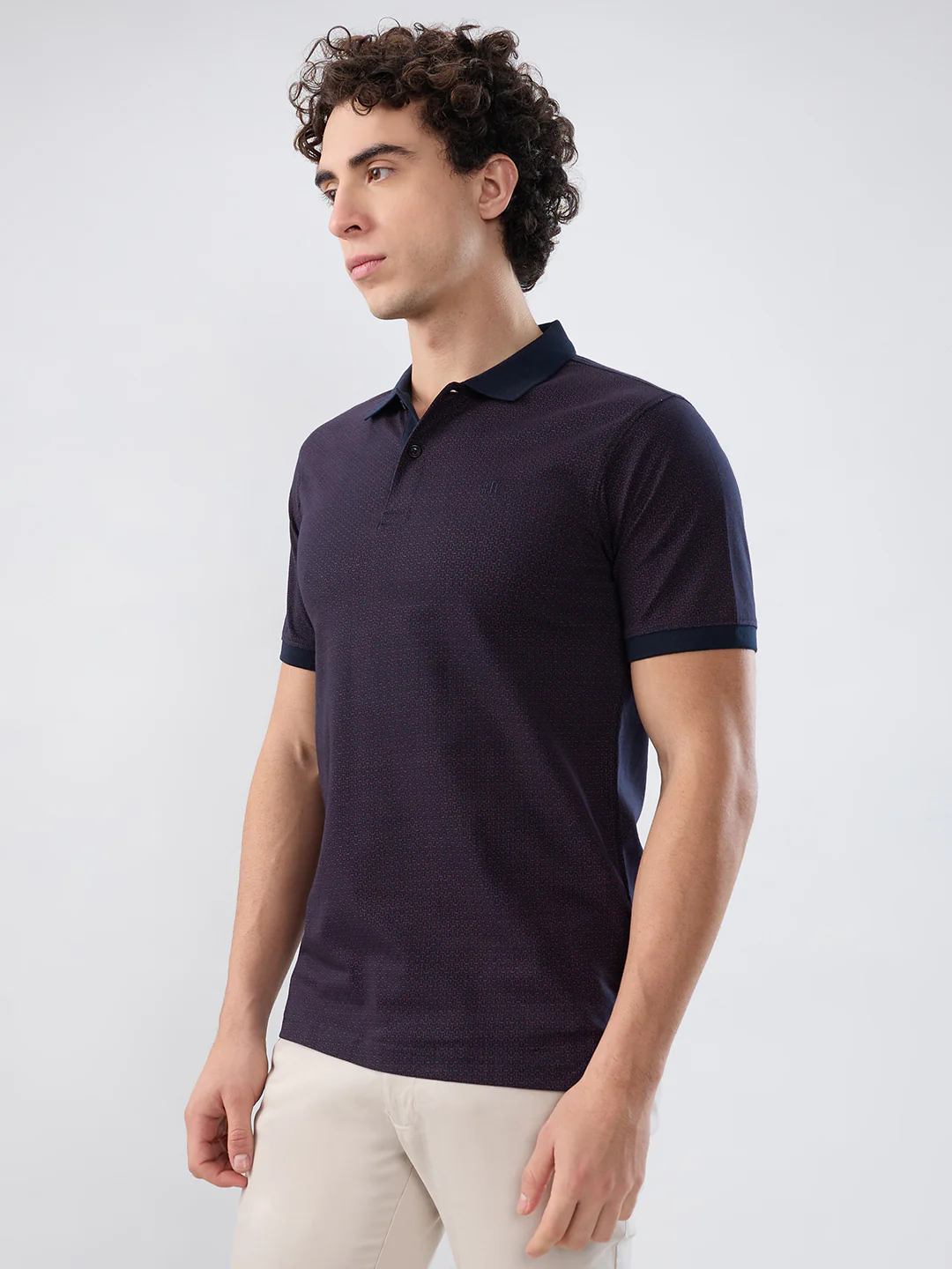 Raymond Men Maroon Print Modern Fit Cotton T-shirt - Image 3