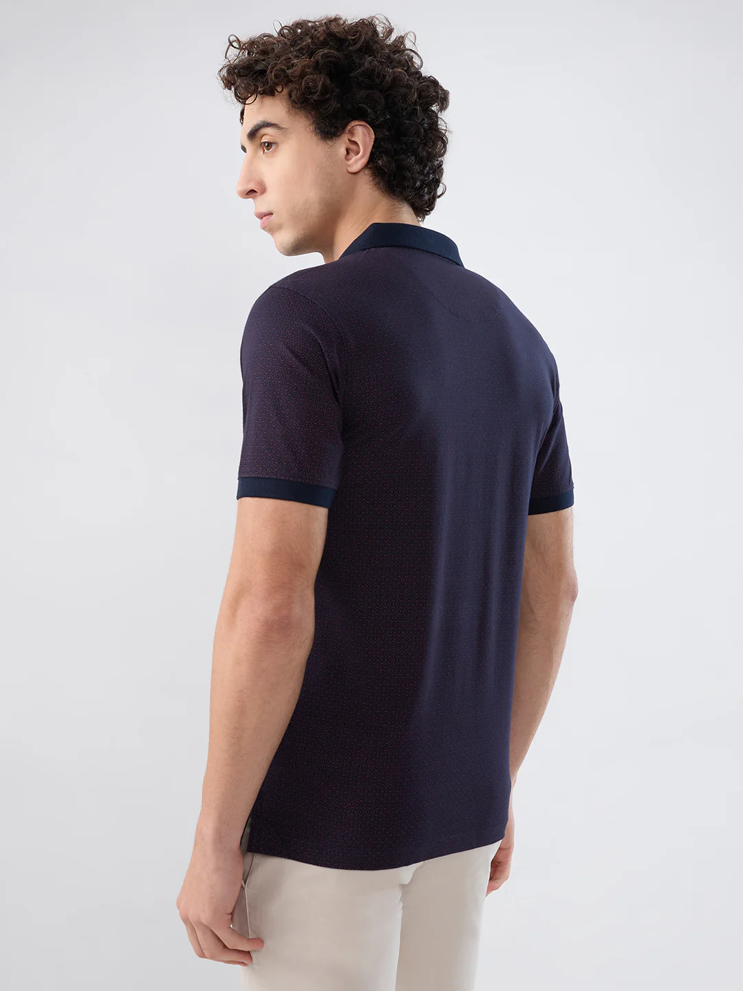 Raymond Men Maroon Print Modern Fit Cotton T-shirt - Image 4