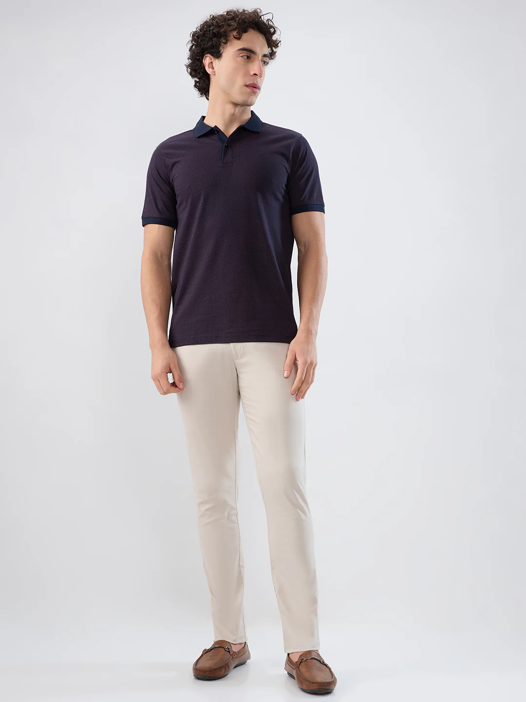 Raymond Men Maroon Print Modern Fit Cotton T-shirt - Image 5