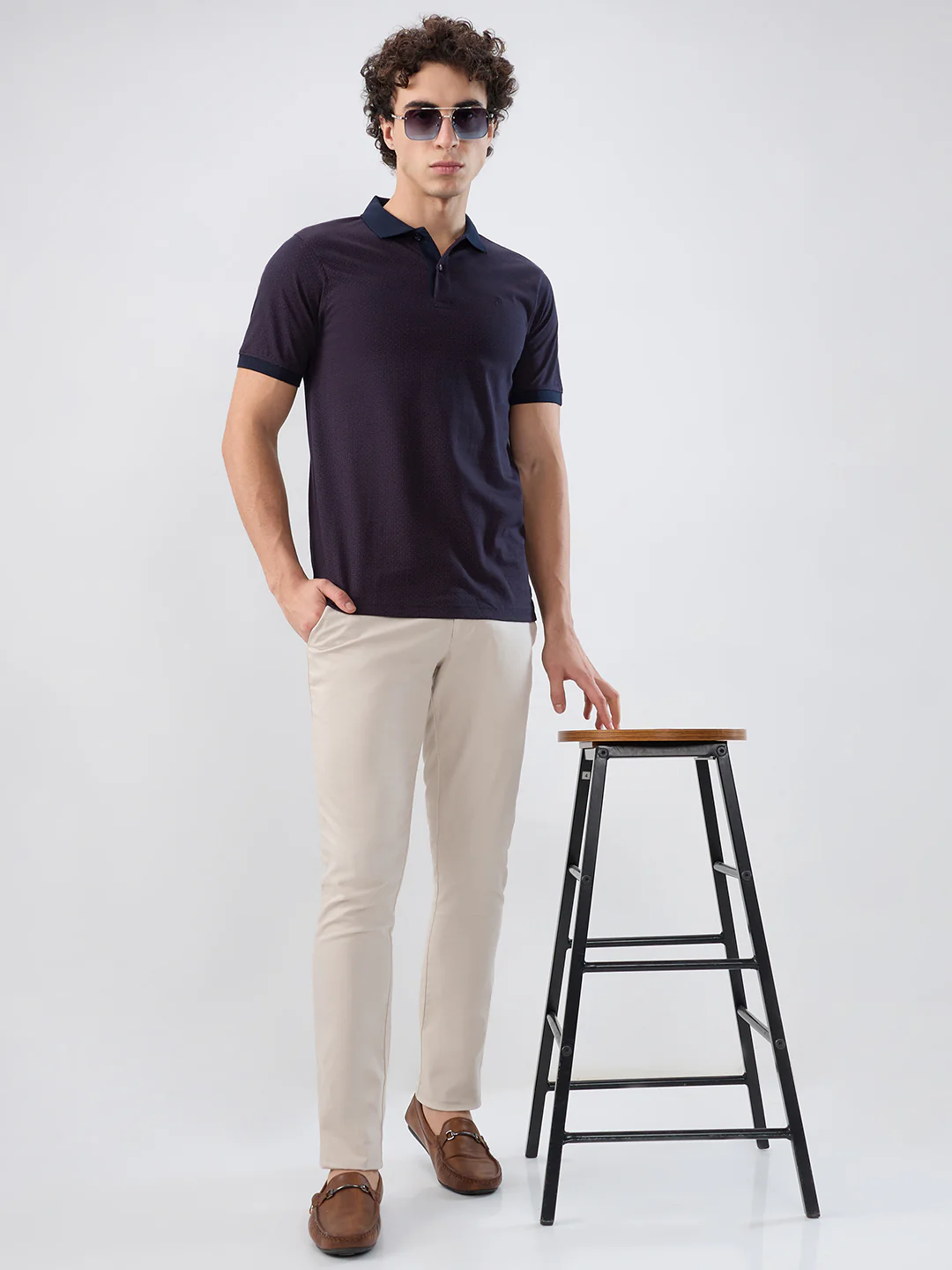 Raymond Men Maroon Print Modern Fit Cotton T-shirt - Image 7