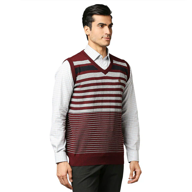 Raymond Men Maroon Regular Fit Acrlic Blend Sweater - Image 2