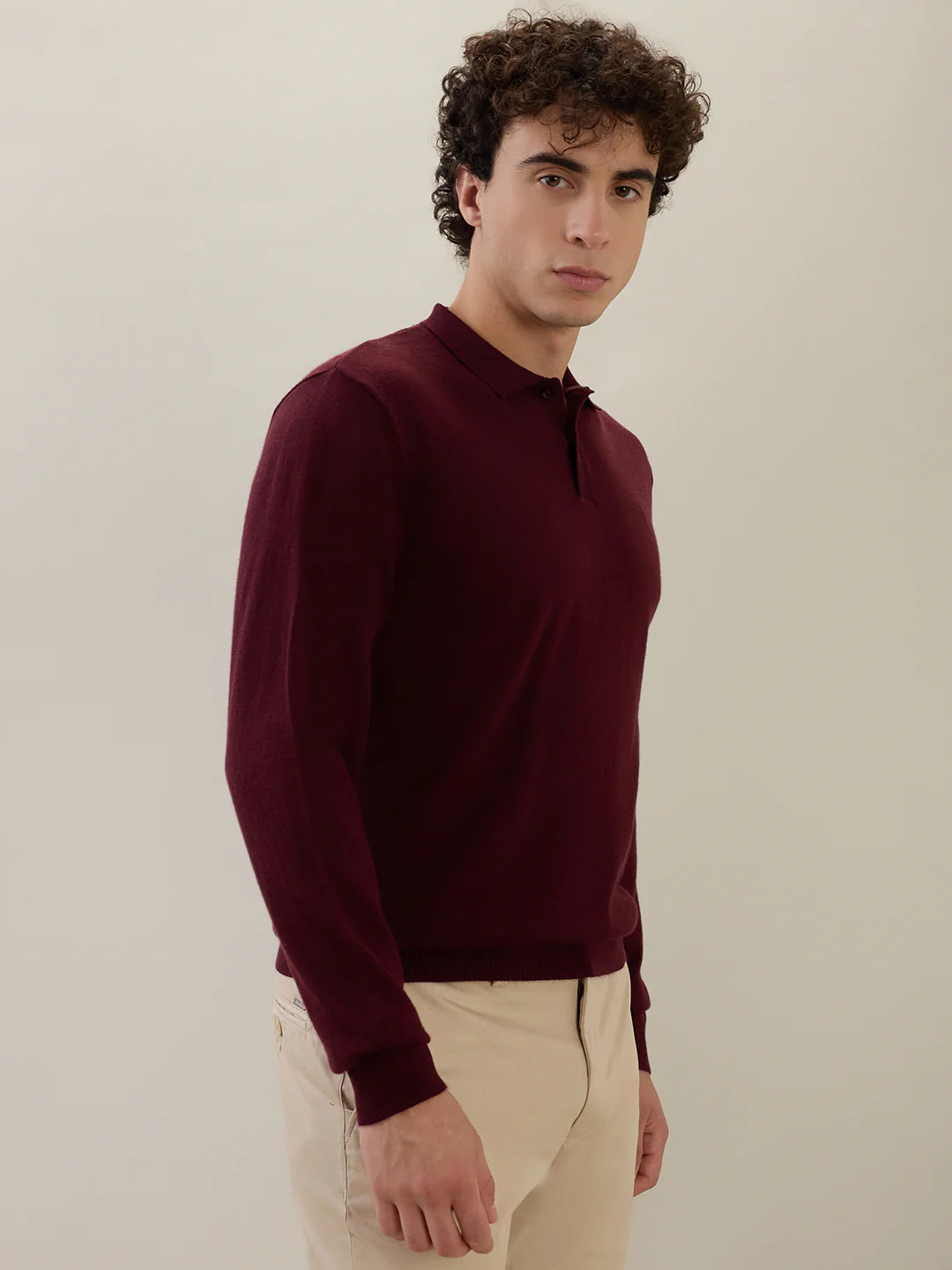 Raymond Men Maroon Solid Contemporary Fit Wool Blend Sweatshirt - Image 2