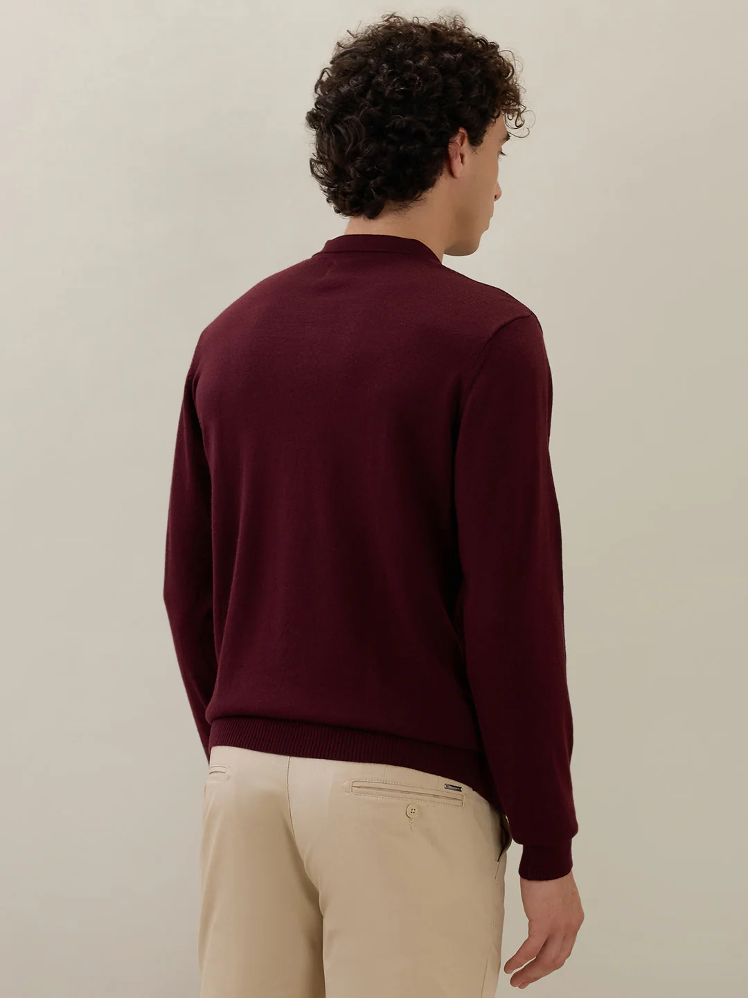 Raymond Men Maroon Solid Contemporary Fit Wool Blend Sweatshirt - Image 4