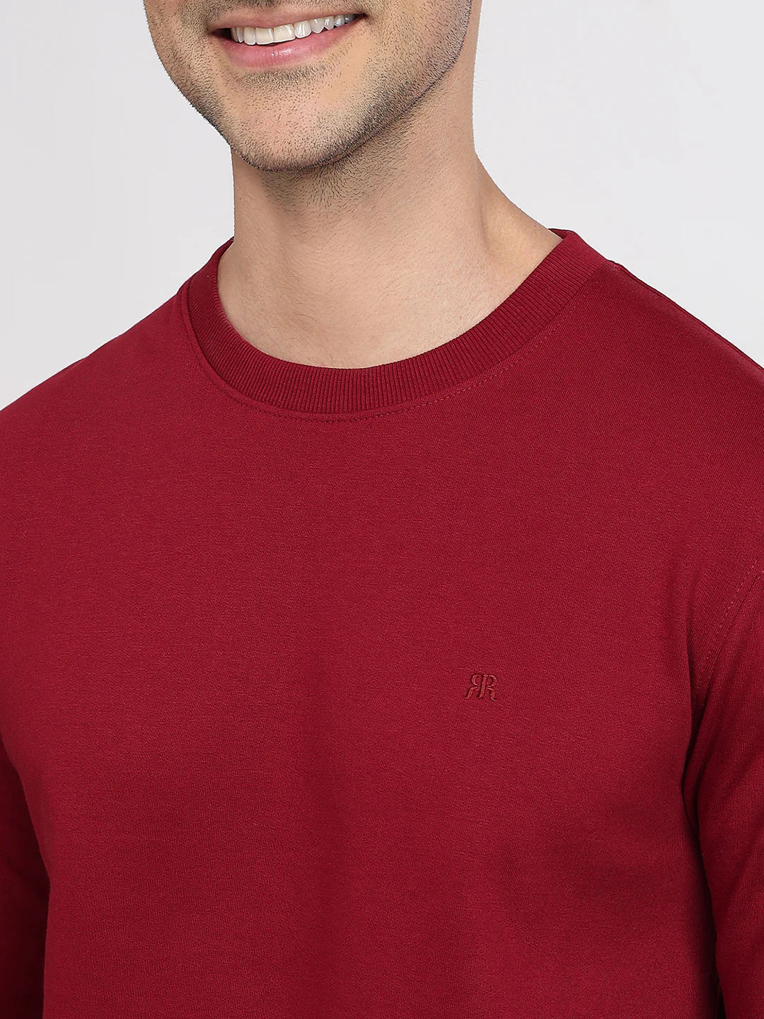 Raymond Men Maroon Solid Regular Fit Cotton Blend Sweatshirt - Image 6