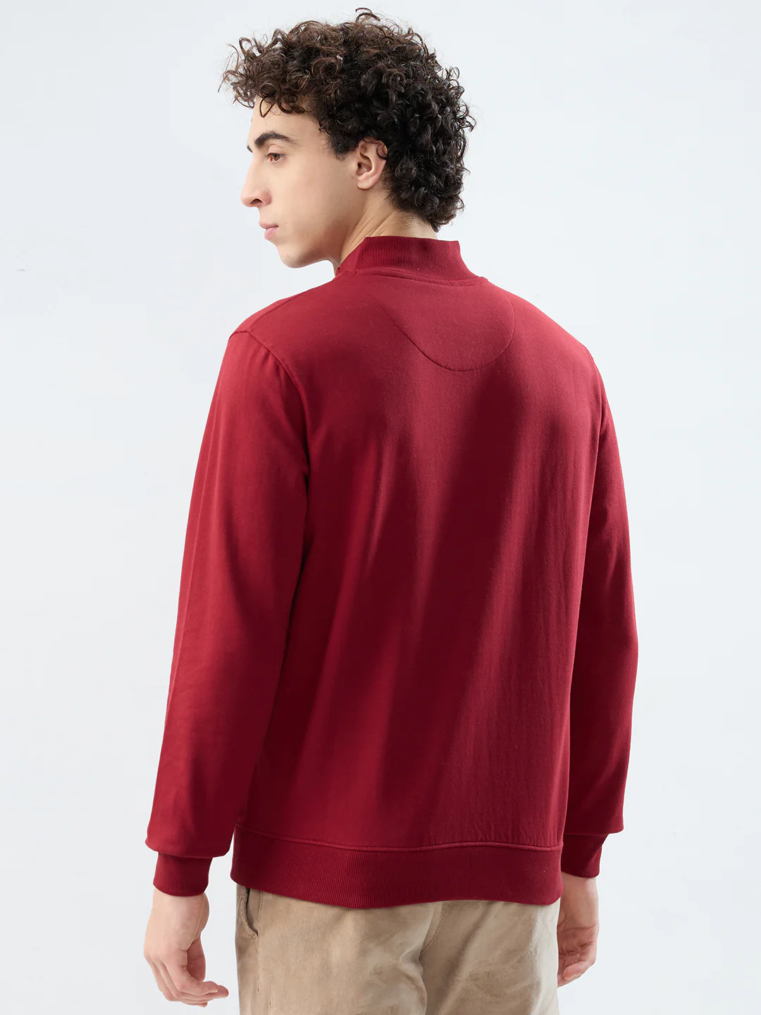 Raymond Men Maroon Solid Regular Fit Cotton Blend Sweatshirt - Image 4