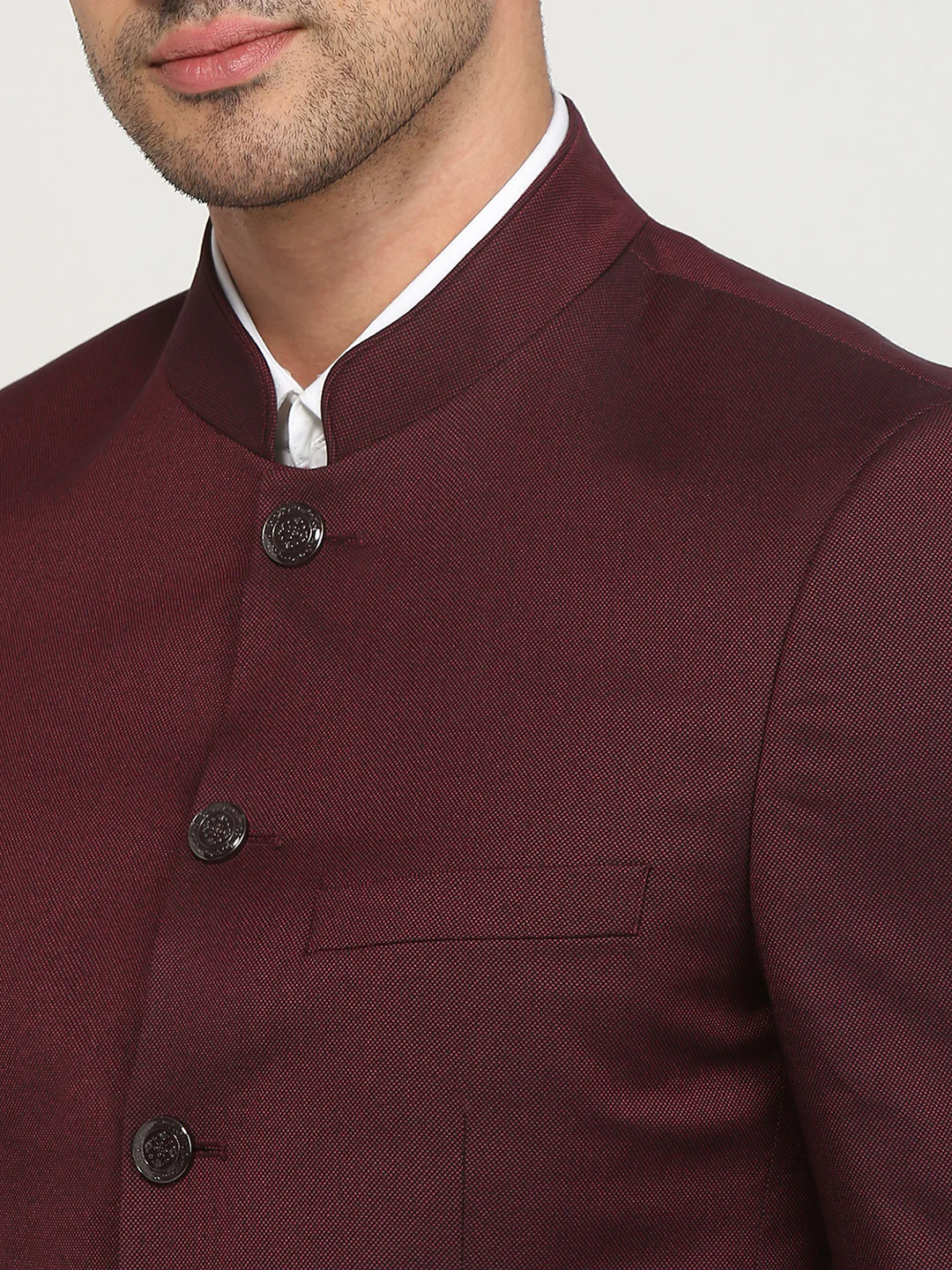 Raymond Men Maroon Solid Regular Fit Terry Blend Blazer - Image 6