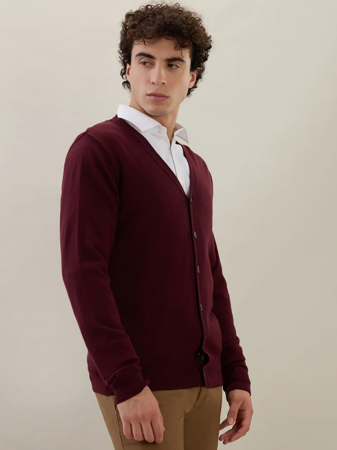 Raymond Men Maroon Solid Wool Blend Sweatshirt - Image 2