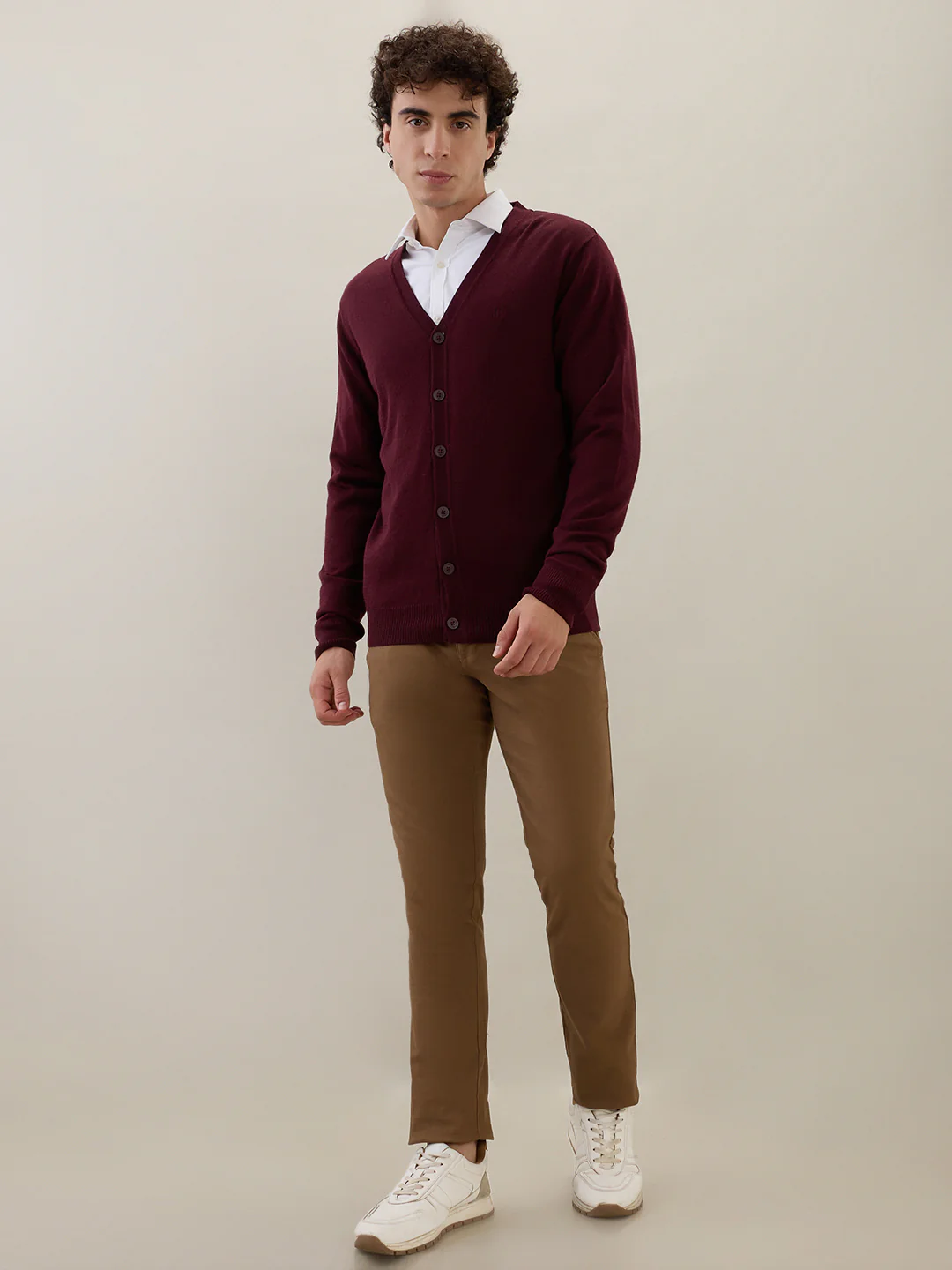 Raymond Men Maroon Solid Wool Blend Sweatshirt - Image 5