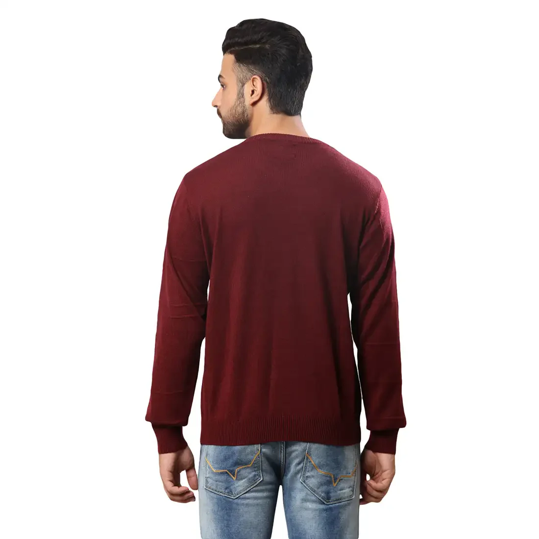 Raymond Men Maroon Structure Cable Acrylic Blend Full Sleeve Sweaters - Image 4