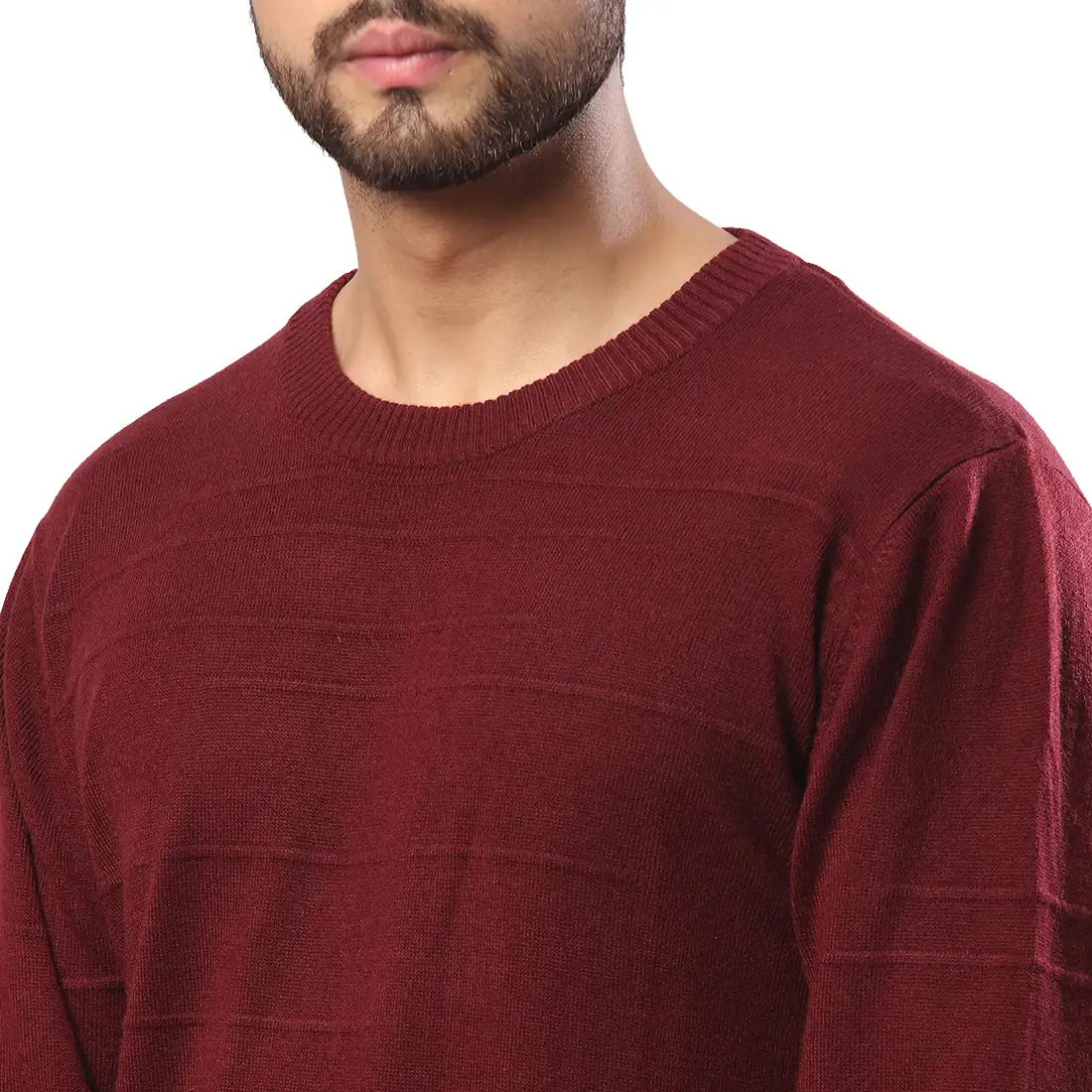 Raymond Men Maroon Structure Cable Acrylic Blend Full Sleeve Sweaters - Image 6