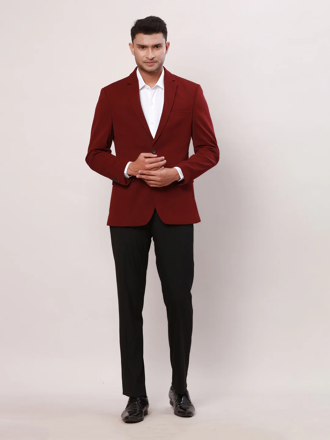 Raymond Men Maroon Structure Contemporary Fit Polyester Blazer - Image 5