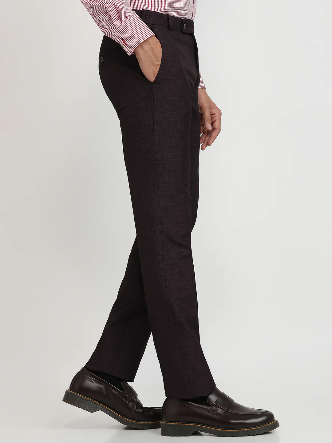 Raymond Men Maroon Structure Slim Fit Polyester Blend Trouser - Image 3