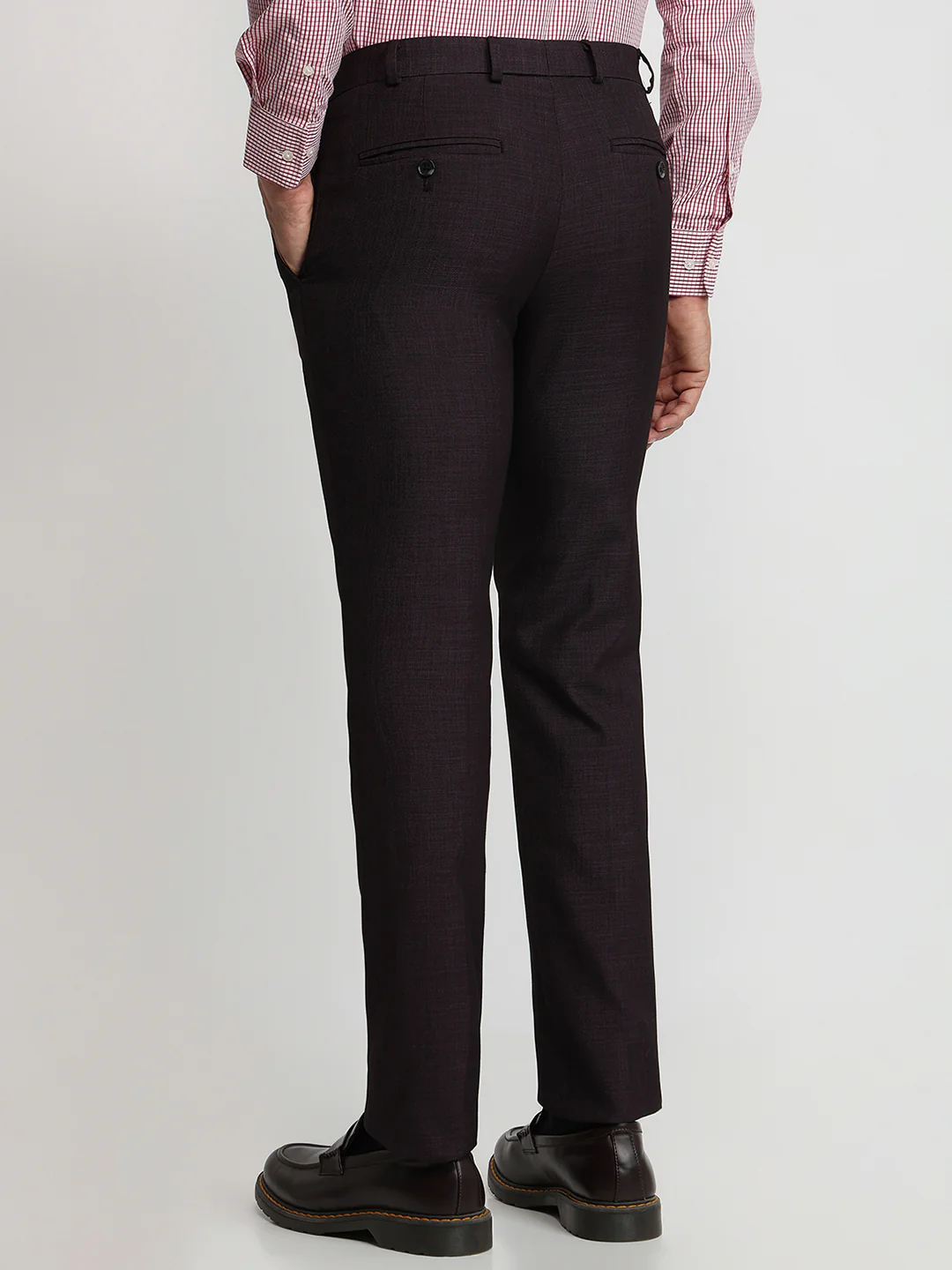 Raymond Men Maroon Structure Slim Fit Polyester Blend Trouser - Image 4