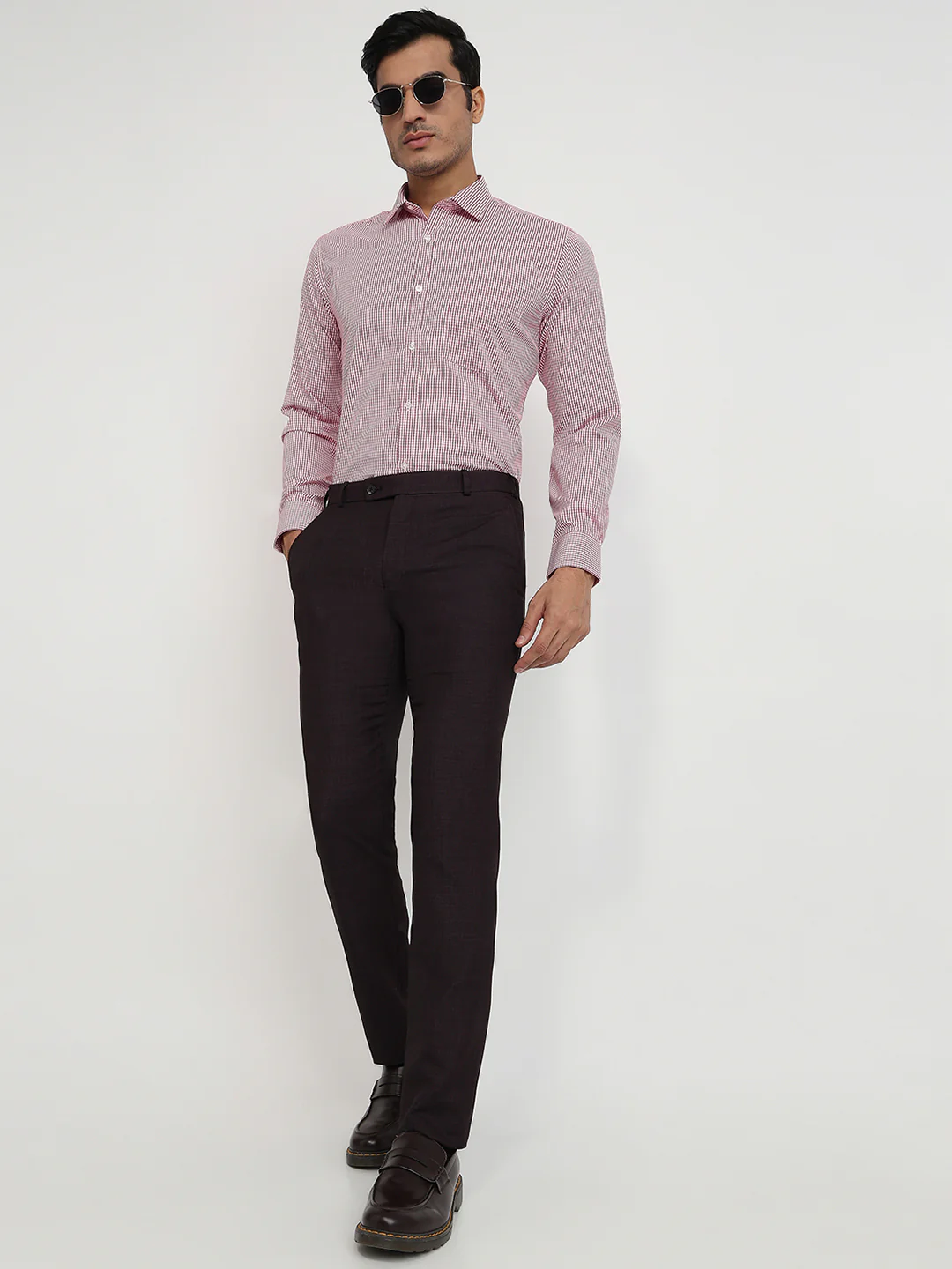Raymond Men Maroon Structure Slim Fit Polyester Blend Trouser - Image 5