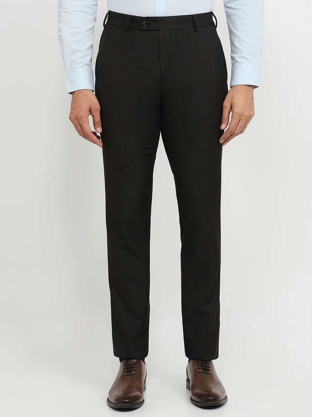Raymond Men Maroon Structure Slim Fit Polyester Blend Trouser