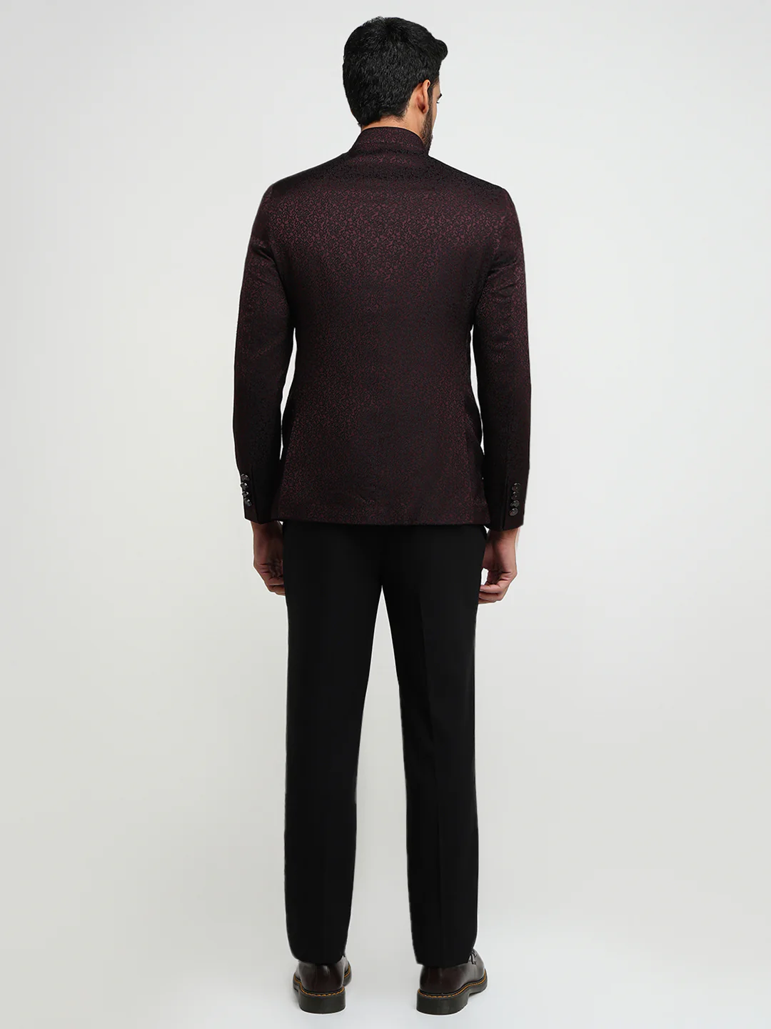 Raymond Men Marron Jacquard Regular Fit Polyester Suit - Image 4