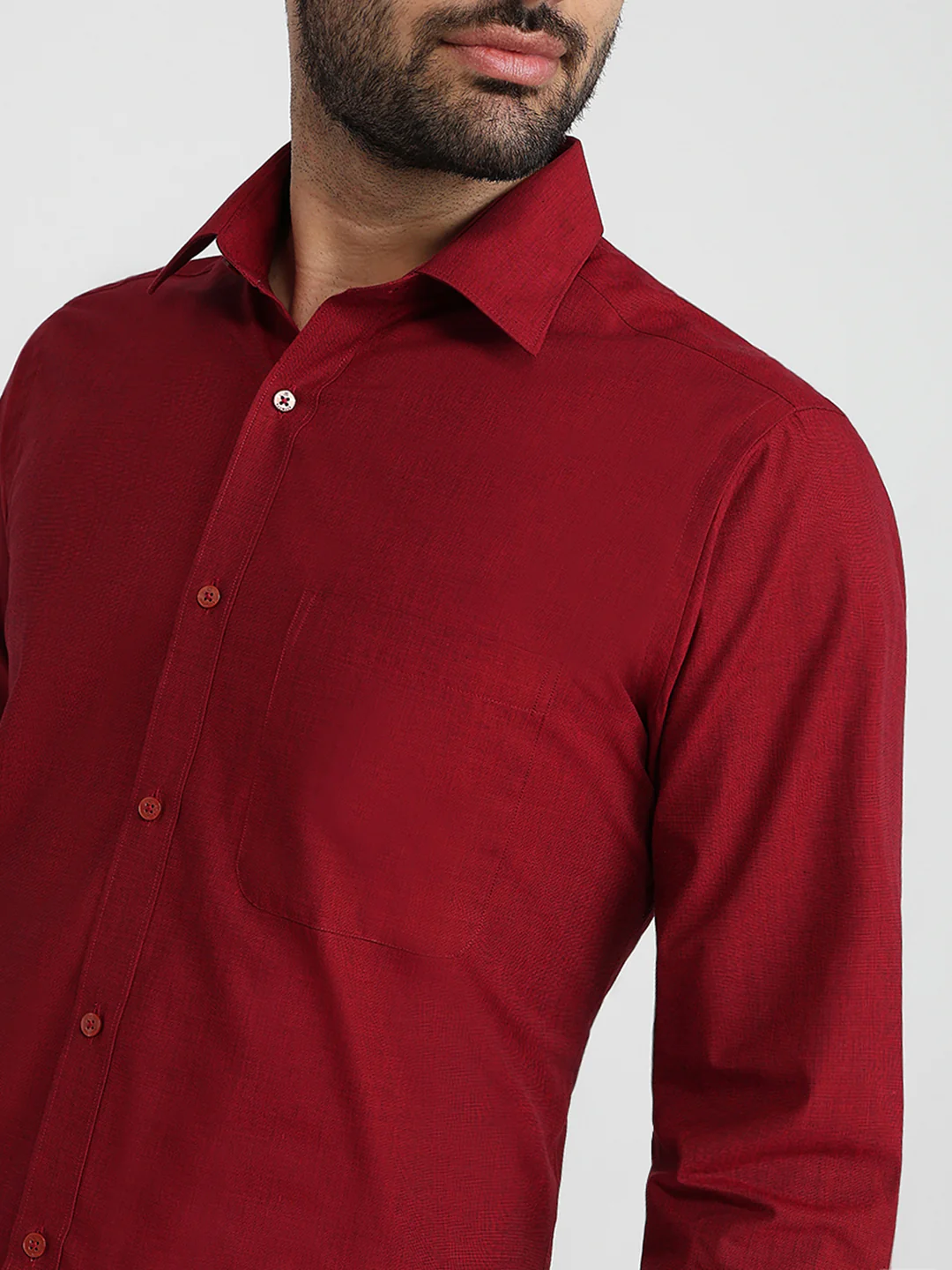 Raymond Men Marron Slim Fit Cotton Formal Shirt - Image 6