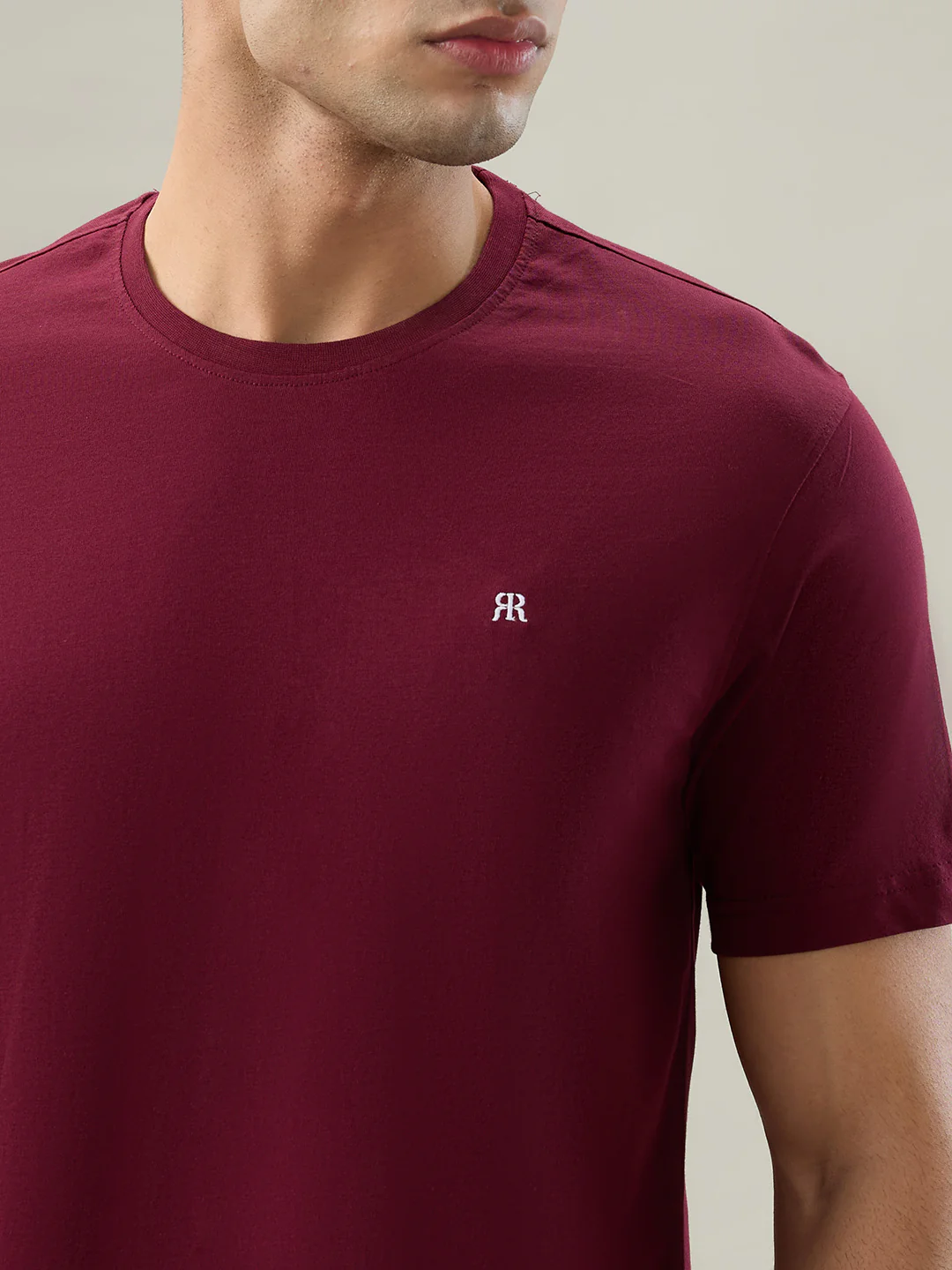 Raymond Men Marron Solid Regular Fit Cotton T-Shirt - Image 6