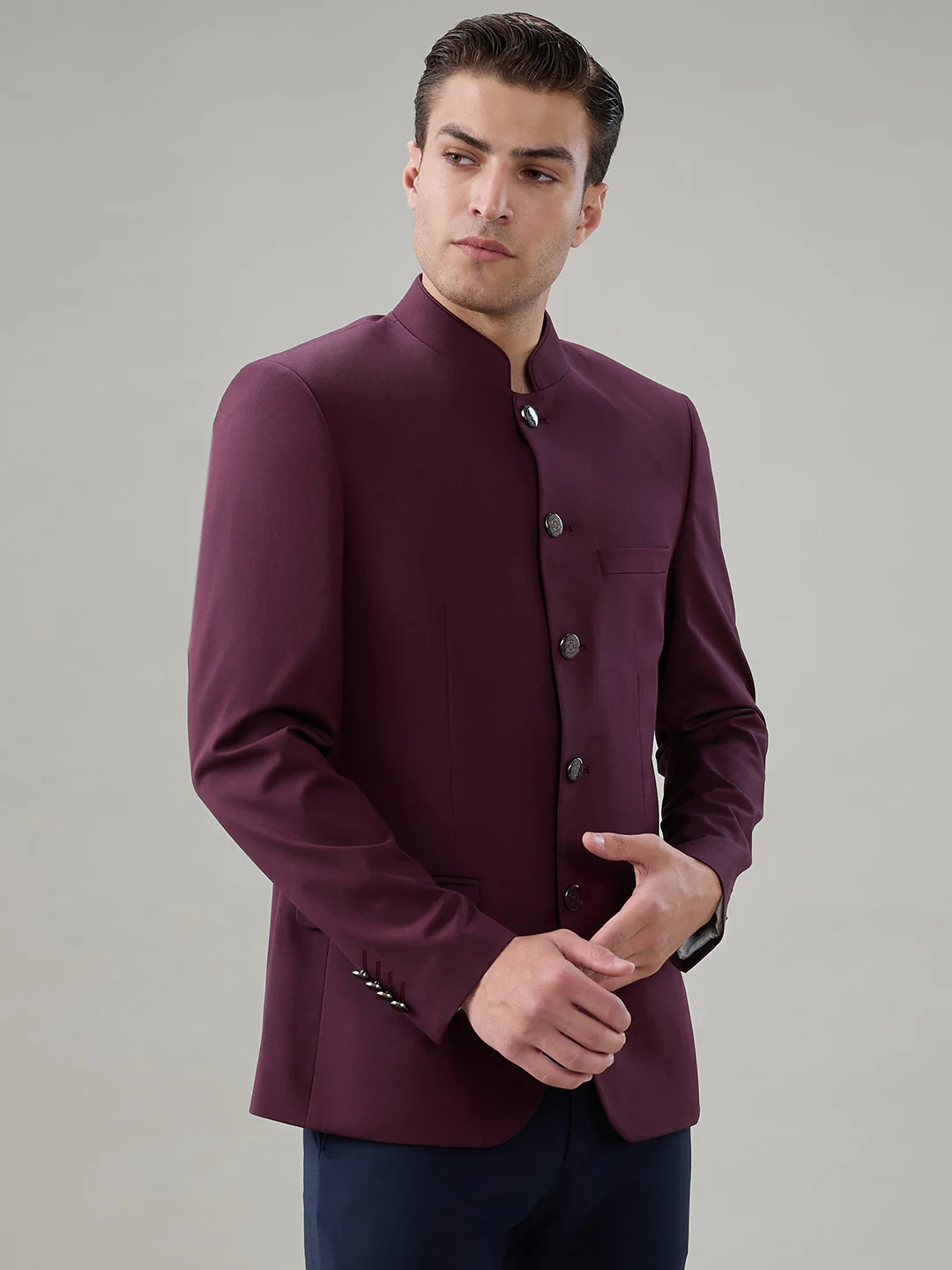 Raymond Men Marron Solid Regular Fit Polyester Blend Blazer - Image 2