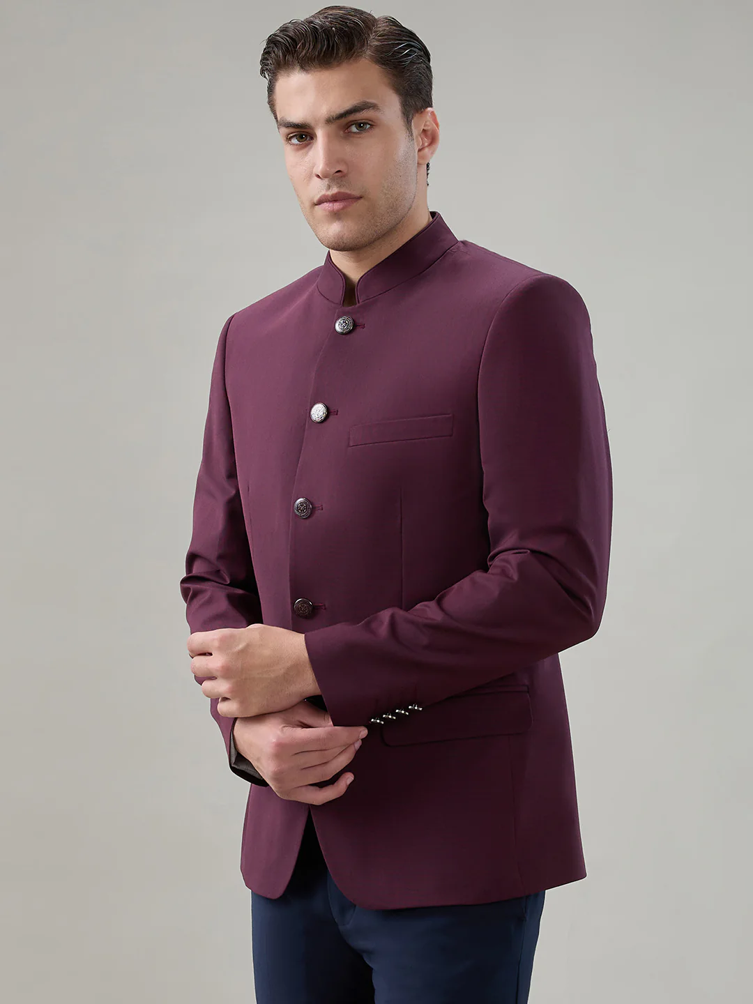 Raymond Men Marron Solid Regular Fit Polyester Blend Blazer - Image 3