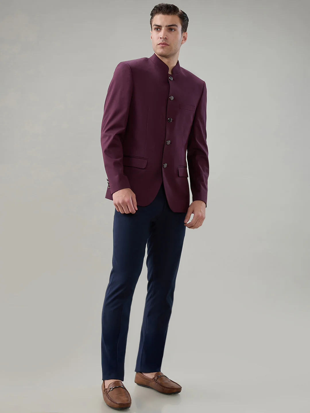 Raymond Men Marron Solid Regular Fit Polyester Blend Blazer - Image 5