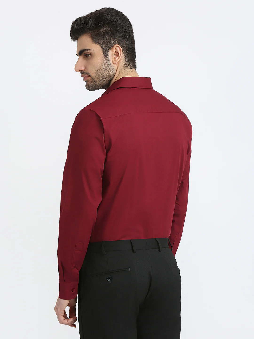 Raymond Men Marron Solid Slim Fit Cotton Formal Shirt - Image 4