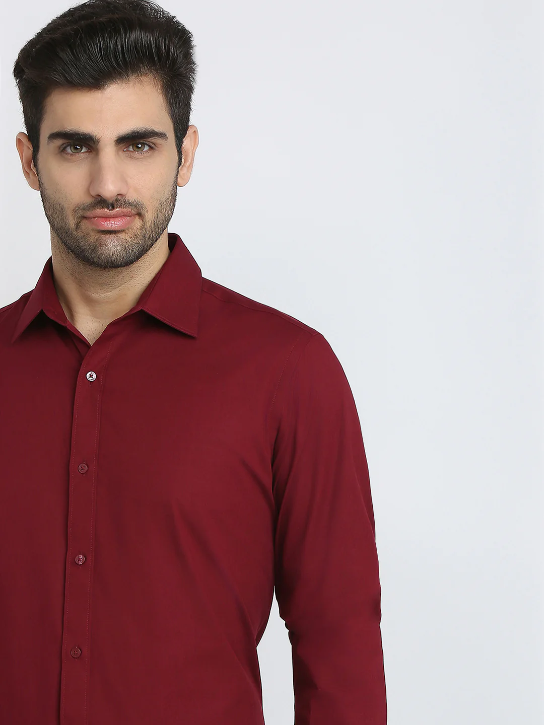 Raymond Men Marron Solid Slim Fit Cotton Formal Shirt - Image 6