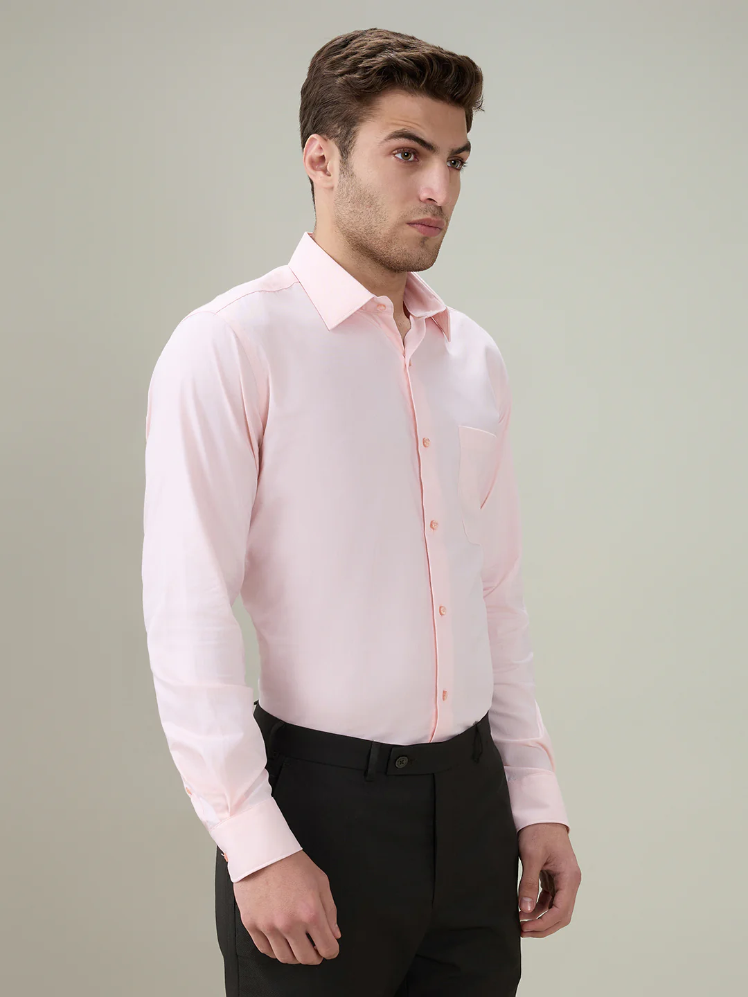 Raymond Men Orange Chambray Contemporary Fit Cotton Full Sleeve Formal Shirt - Image 3