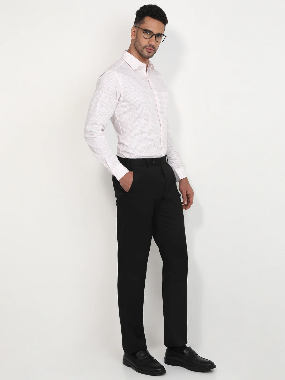Raymond Men Orange Checks Slim Fit Cotton Formal Shirt - Image 5