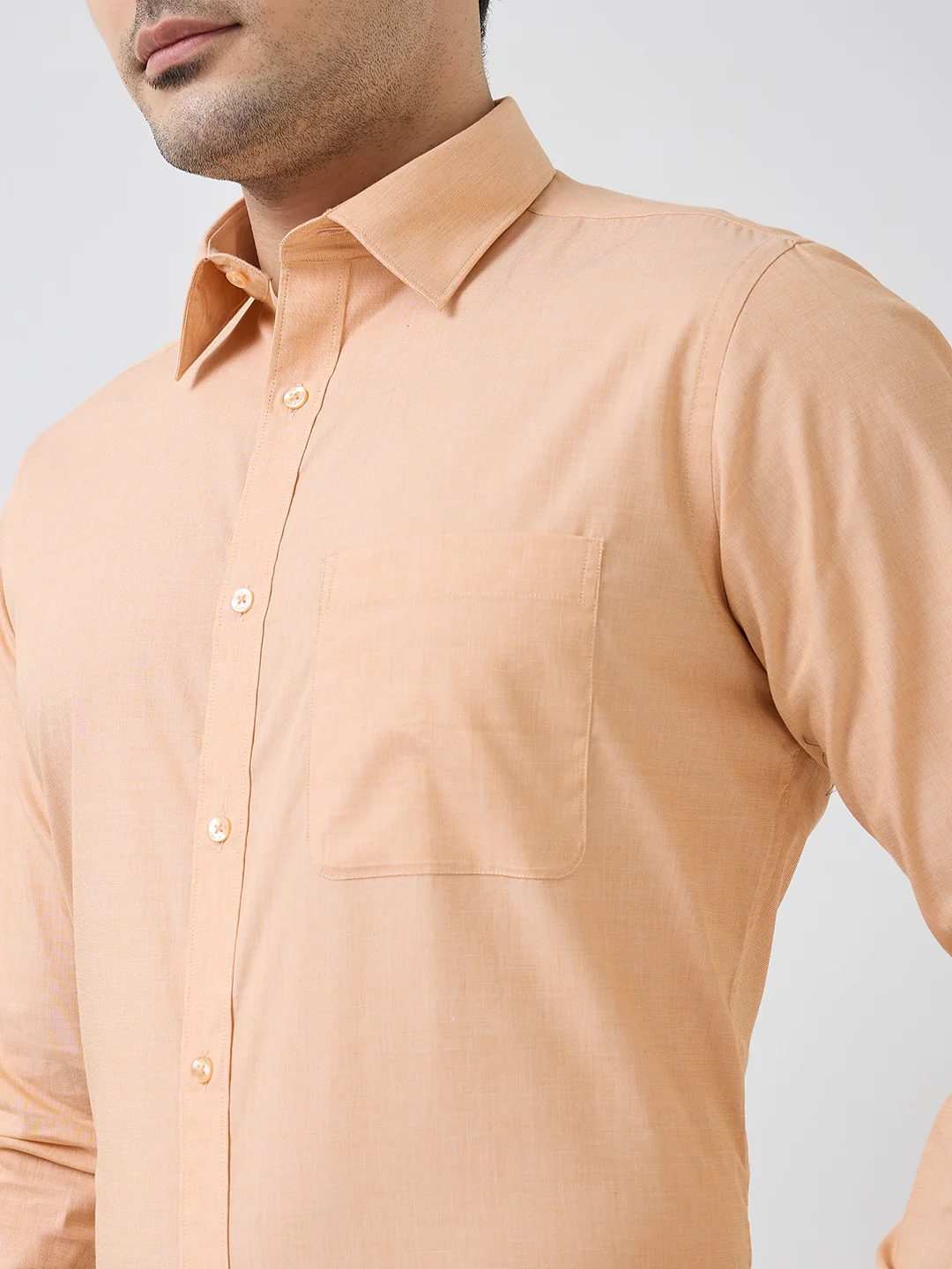 Raymond Men Orange Fil-A-Fil Slim Fit Cotton Shirt - Image 6