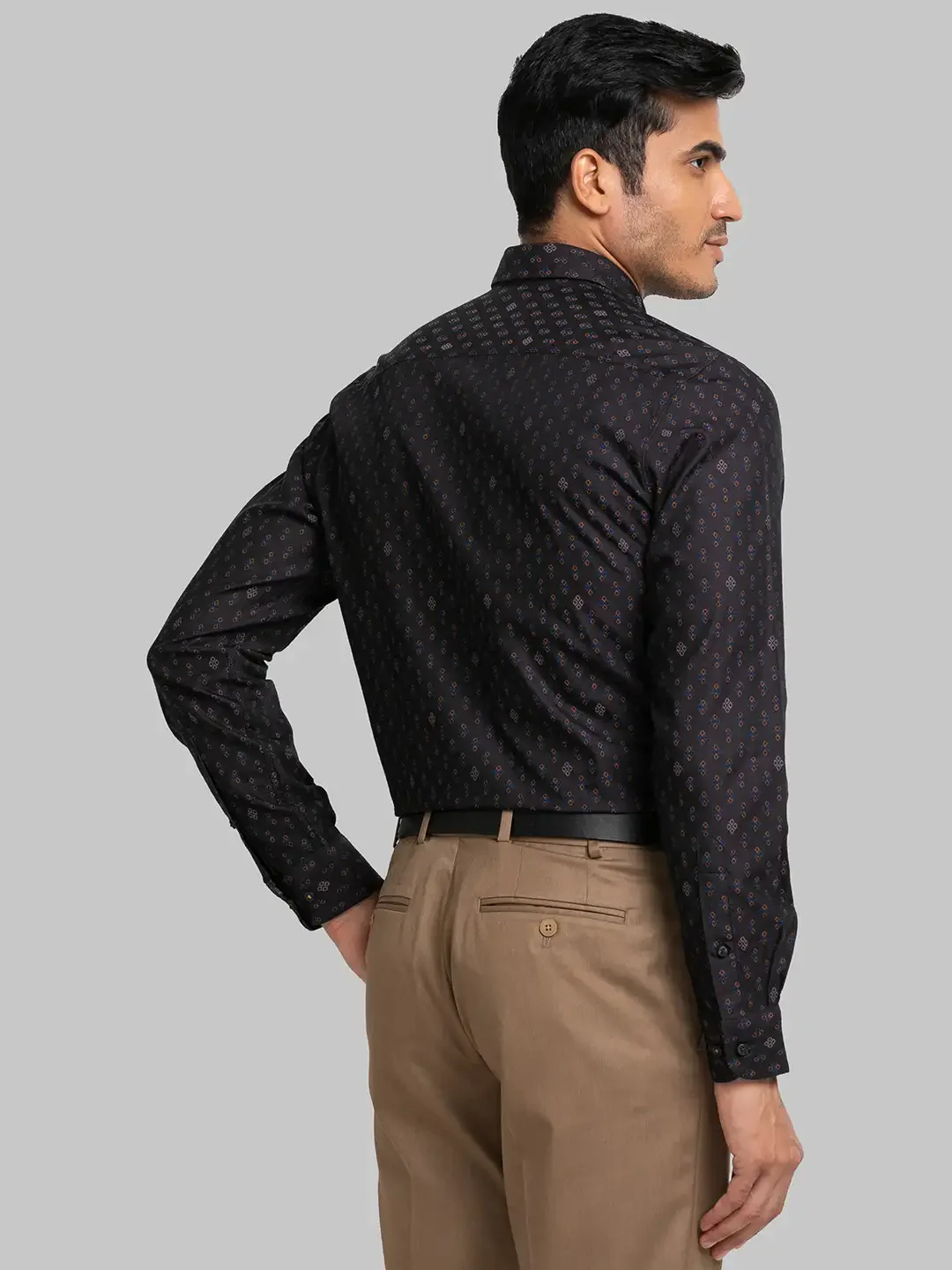 Raymond Men Orange Jacquard Contemporary Fit Cotton Shirt - Image 4
