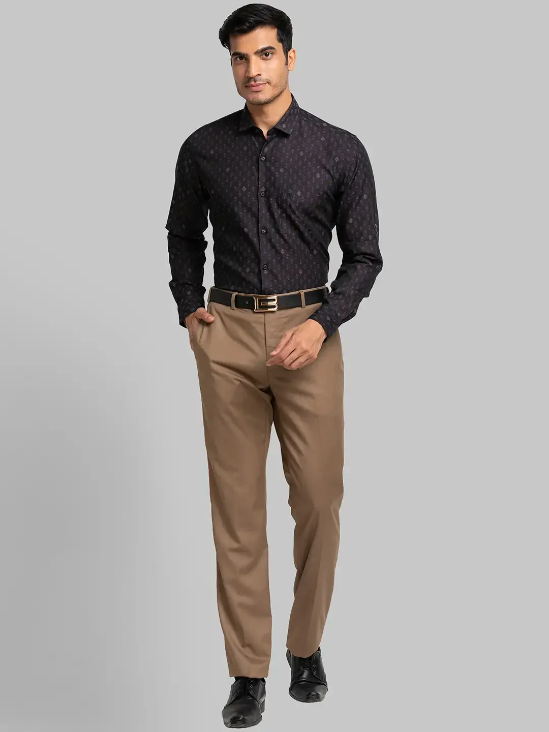 Raymond Men Orange Jacquard Contemporary Fit Cotton Shirt - Image 5