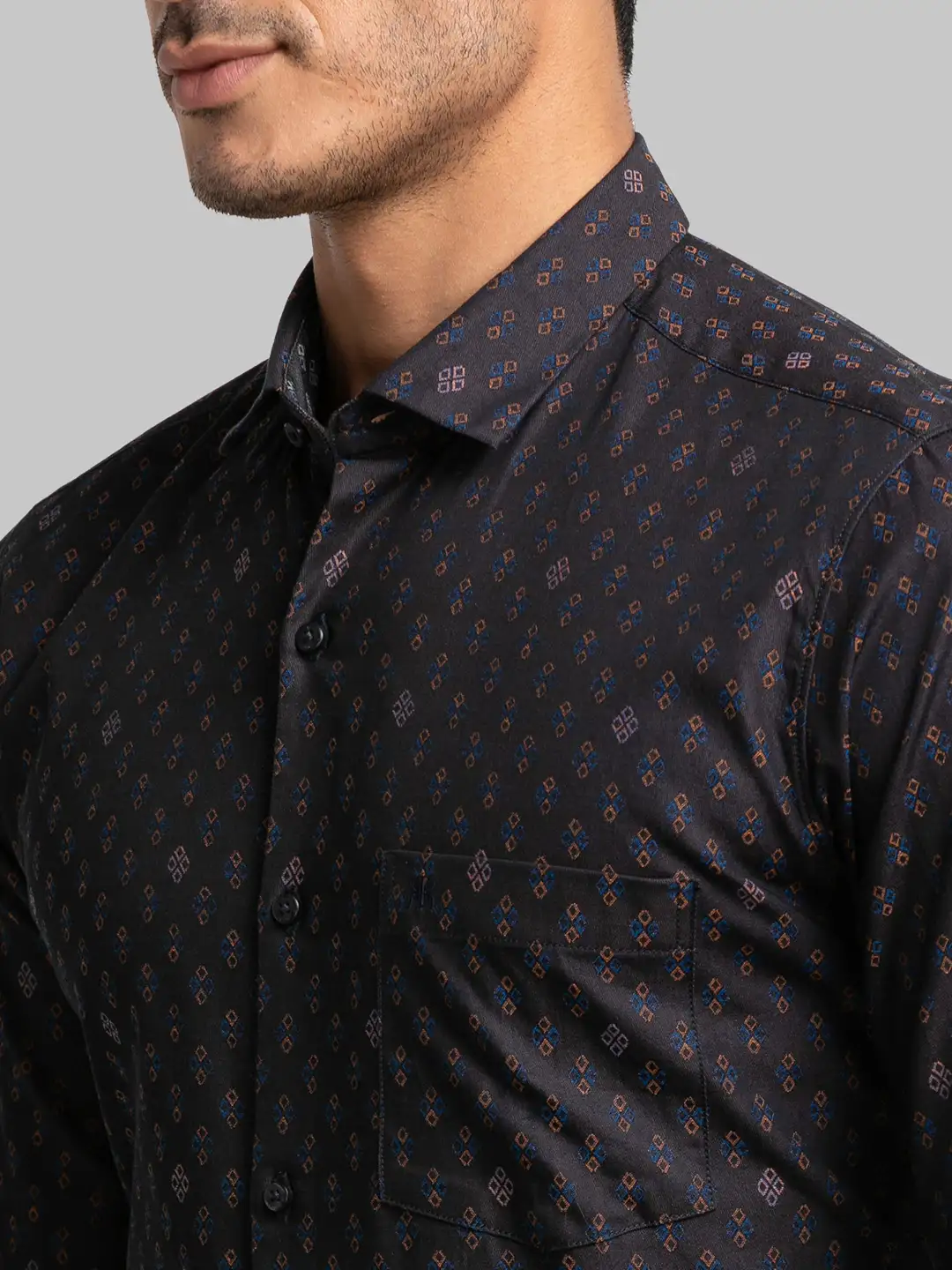 Raymond Men Orange Jacquard Contemporary Fit Cotton Shirt - Image 6