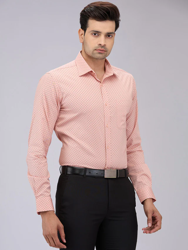 Raymond Men Orange Printed Slim Fit Cotton Formal Shirt - Image 2