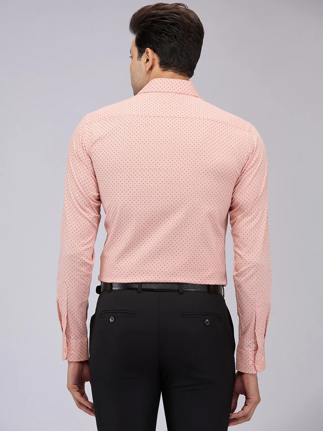 Raymond Men Orange Printed Slim Fit Cotton Formal Shirt - Image 4