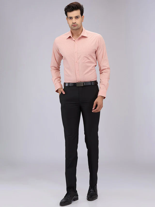 Raymond Men Orange Printed Slim Fit Cotton Formal Shirt - Image 5